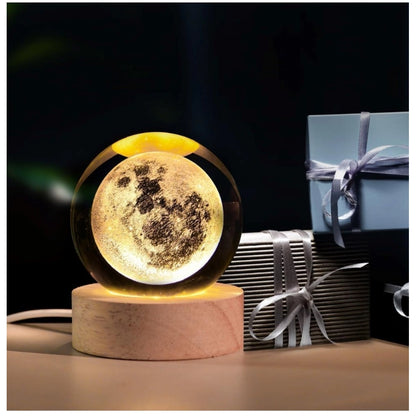 Generic Wood 3D Moon Crystal Ball Night Lamp Colorful LED Wooden for Moon (Transparent)