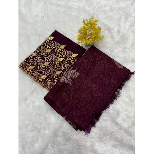 Generic Women's Georgette Printed Saree With Unstitched Blouse (Magenta, 5-5 Mtrs)