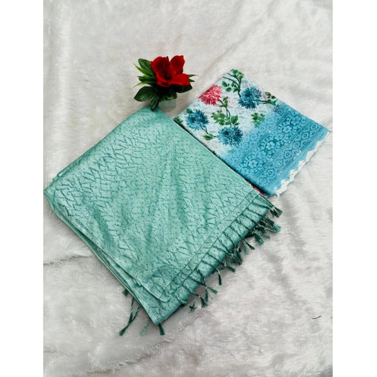 Generic Women's Georgette Embellished Saree With Unstitched Blouse (Skyblue, 5-5 Mtrs)