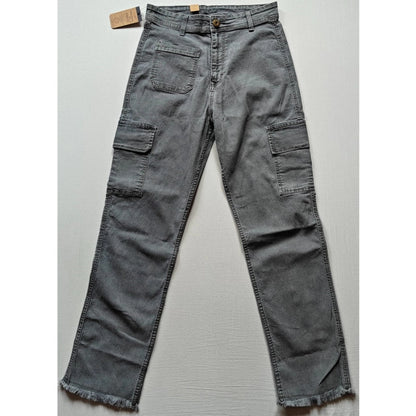 Generic Women's Cotton Blended Solid Cargo Straight Fit (Grey)