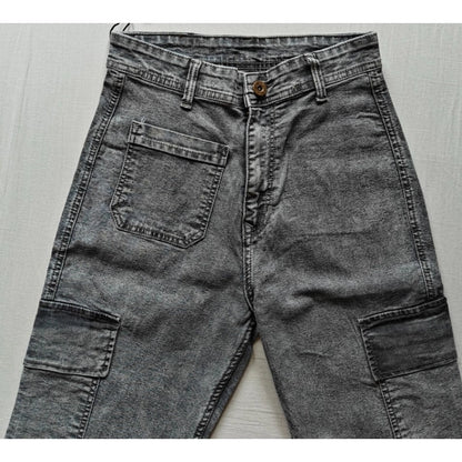 Generic Women's Cotton Blended Solid Cargo Straight Fit (Grey)