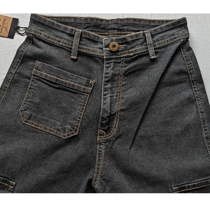 Generic Women's Cotton Blended Solid Cargo Straight Fit (Grey)