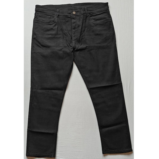 Generic Men's Cotton Blended Solid Plus Size Jeans (Black)