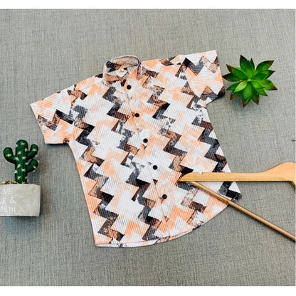 Generic Boy's Cotton Blend Printed Short Sleeve Shirt (MultiColor)