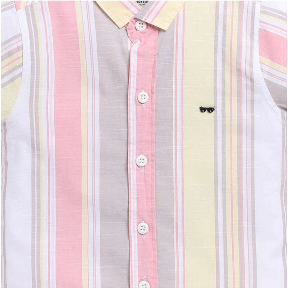 Generic Boy's Cotton Blend Printed Short Sleeve Shirt (MultiColor)