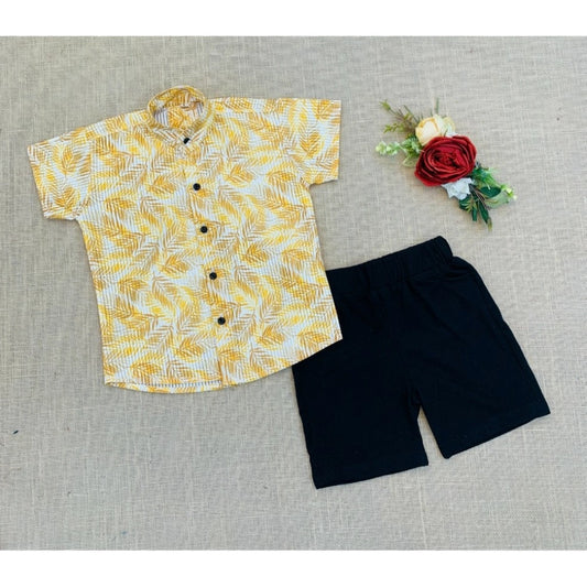 Generic Boy's Cotton Blend Printed Short Sleeve Shirt and Shorts Set (MultiColor)