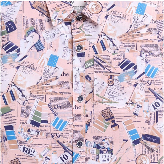 Generic Boy's Cotton Blend Printed Short Sleeve Shirt (MultiColor)