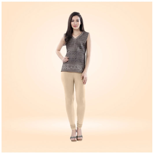 Generic Women's Cotton Blended Solid Churidar leggings (Skin)