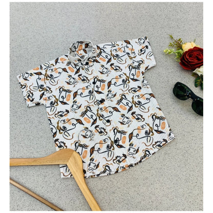 Generic Boy's Cotton Blend Printed Short Sleeve Shirt (MultiColor)