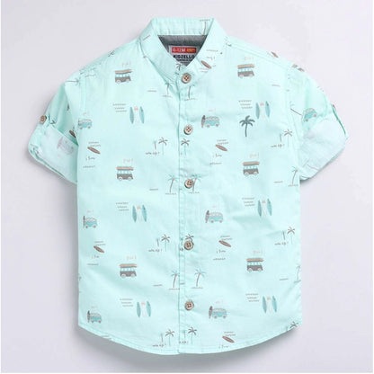 Generic Boy's Cotton Blend Printed Short Sleeve Shirt (MultiColor)