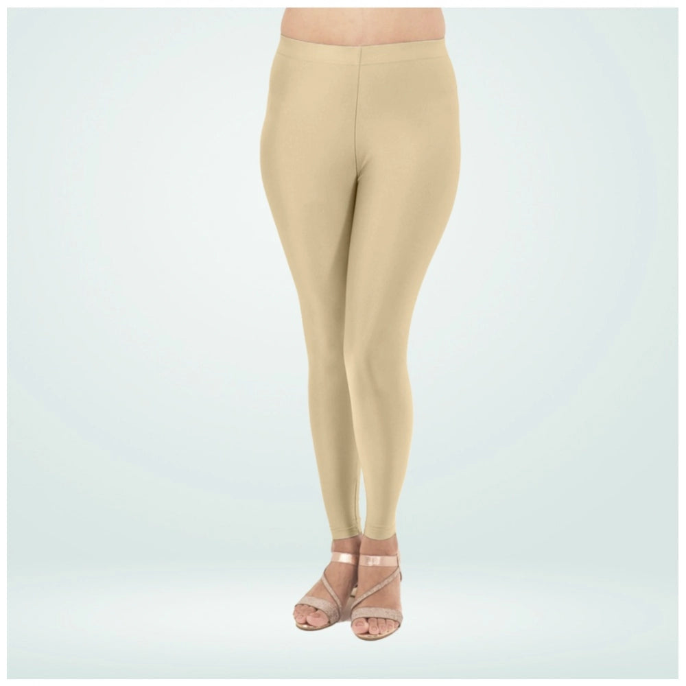 Generic Women's Cotton Blended Solid Shimmer Ankle leggings (New Skin)