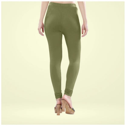 Generic Women's Cotton Blended Solid Churidar leggings (Olive Green)