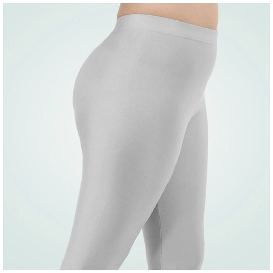 Generic Women's Cotton Blended Solid Shimmer Ankle leggings (Silver)