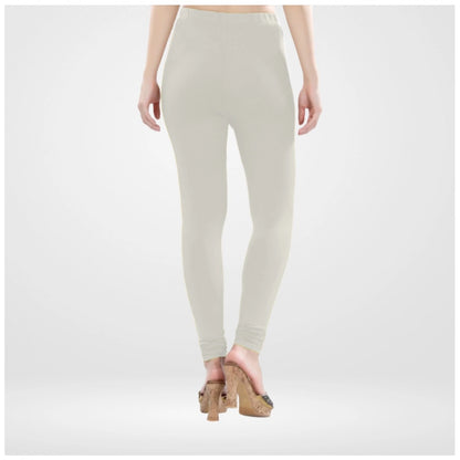 Generic Women's Cotton Blended Solid Churidar leggings (White)