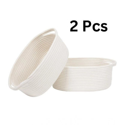 Generic Cotton Pcs Oval Basket  Storage Basket For Clothes (White)