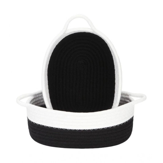 Generic Cotton Black White 2 Pcs Storage Basket For Clothes (Black)