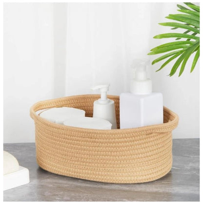 Generic Cotton 2 Pcs Oval Basket Storage Basket For Clothes (Beige)