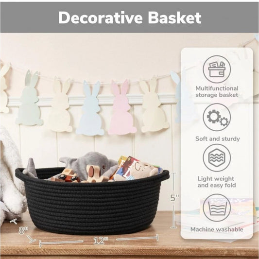 Generic Cotton Baby Gift Basket Pack of 1 Storage Basket For Clothes (Black)