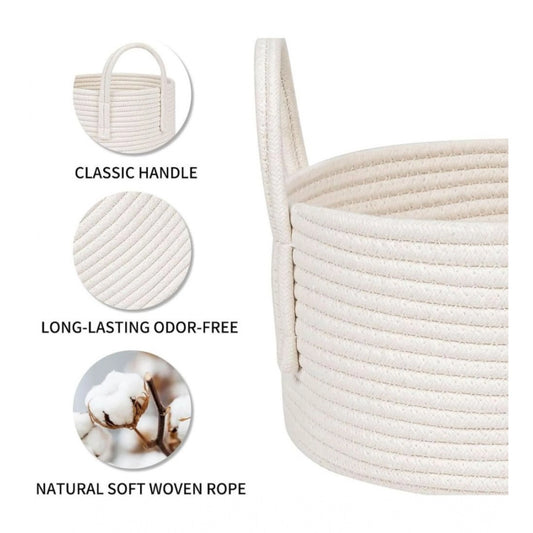 Generic Cotton Basket Inch Pack of 1 Storage Basket For Clothes (White)