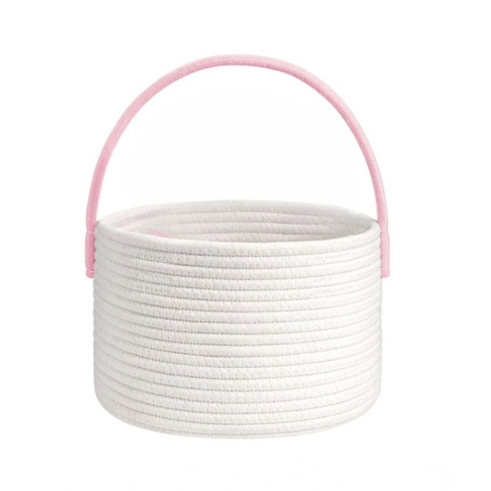 Generic Cotton Bucket Inch Pack of 1 Storage Basket For Clothes (White)