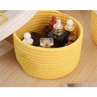 Generic Cotton Box White Lid Inch Pack of 1 Storage Basket For Clothes (Yellow)