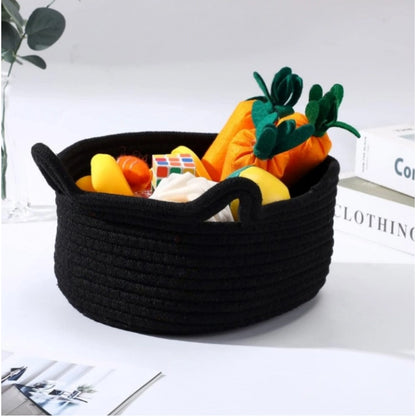 Generic Cotton Cat Basket Inch Pack of 1 Storage Basket For Clothes (Black)