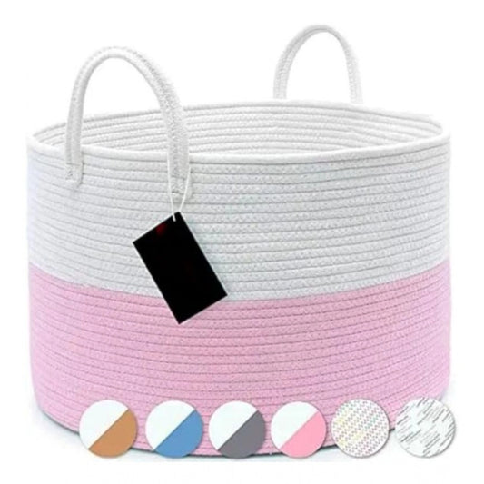 Generic Cotton Laundry Basket Pack of 1 Storage Basket For Clothes (Pink)