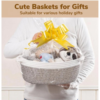 Generic Cotton Baby Gift Basket Inch Pack of 1 Storage Basket For Clothes (White)