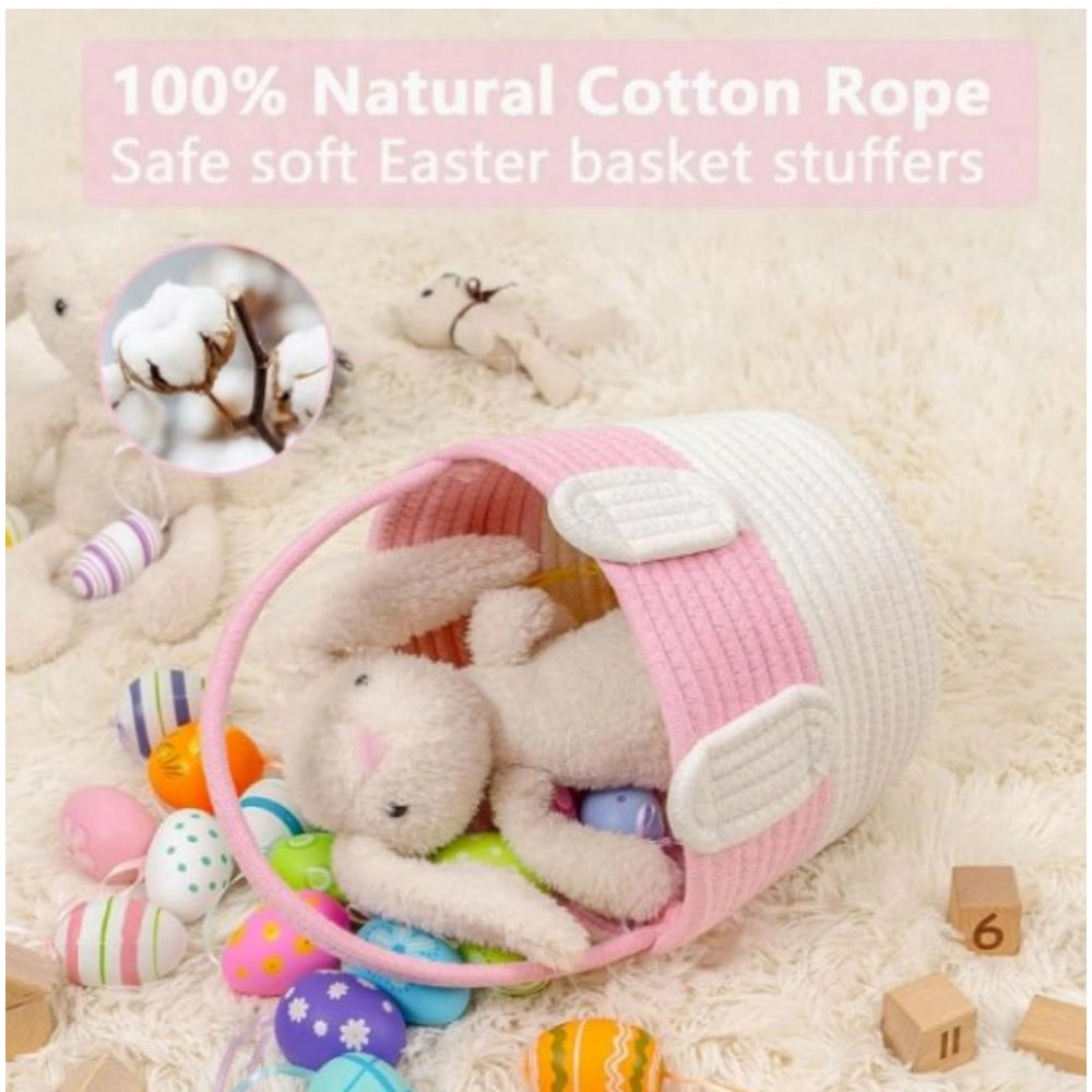 Generic Cotton Toys Bucket Pack of 1 Storage Basket For Clothes (Pink)