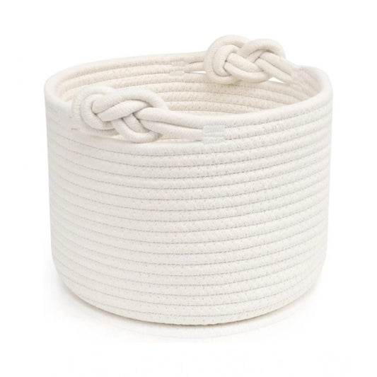Generic Cotton White Inch Pack of 1 Storage Basket For Clothes (White)