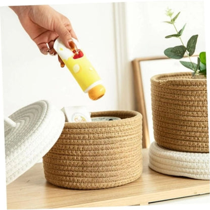 Generic Cotton Box White Lid Inch Pack of 1 Storage Basket For Clothes (Brown)