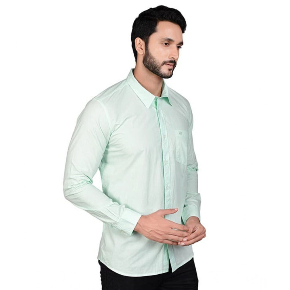 Generic Men's Casual Cotton Full Sleeve Solid Shirt (Sea Green)