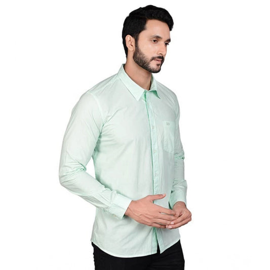 Generic Men's Casual Cotton Full Sleeve Solid Shirt (Sea Green)