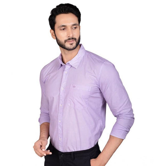 Generic Men's Casual Cotton Full Sleeve Solid Shirt (Purple)