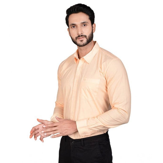 Generic Men's Casual Cotton Full Sleeve Solid Shirt (Peach)