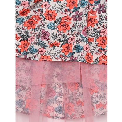 Generic Girl's Polyester Crepe Printed Sleeveless Round Neck Dress (Multicolor)