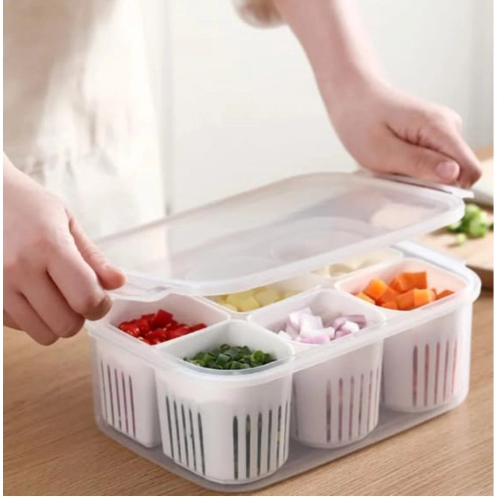Generic Plastic Food Storage Box With Lid And 6 Compartments