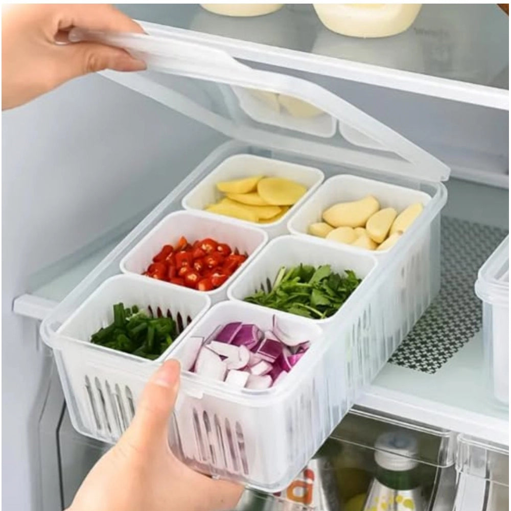 Generic Plastic Food Storage Box With Lid And 6 Compartments