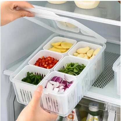 Generic Plastic Food Storage Box With Lid And 6 Compartments