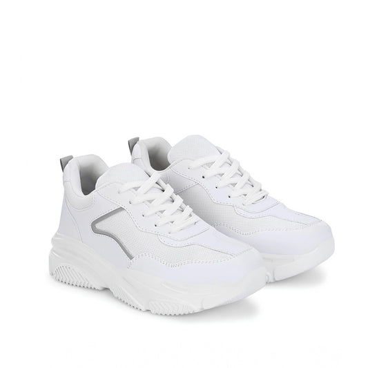 Generic Women's Casual Mesh Printed Lace-Ups Shoes (White)