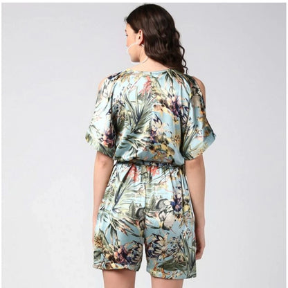 Generic Women's Polyester Floral Dungaree Pant (Multicolor)