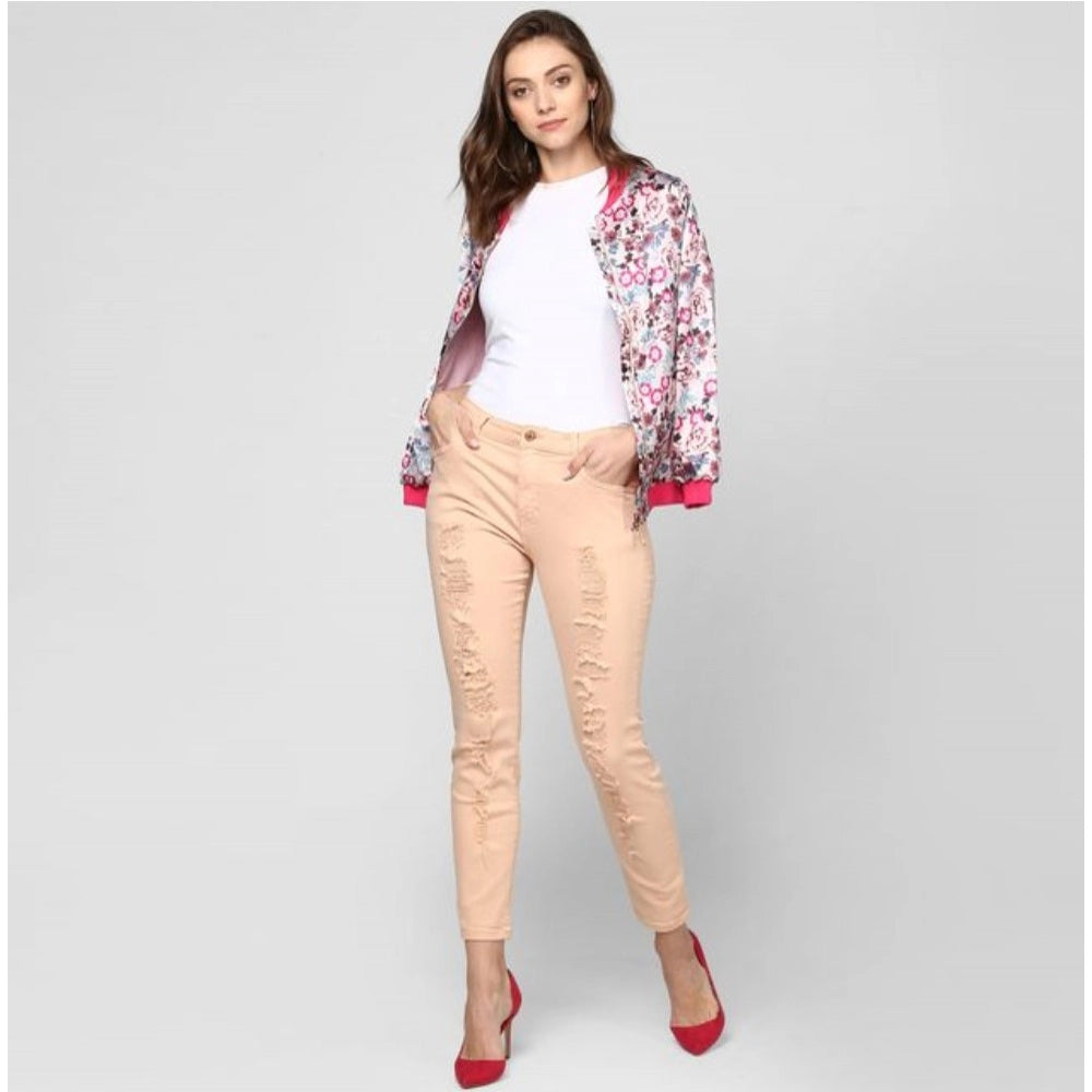 Generic Women's Satin Floral 3/4th Sleeve Jacket (Multicolor)