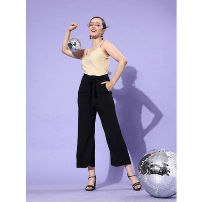 Generic Women's Polyester Embellished Sleeveless Jumpsuit (Gold - Black)