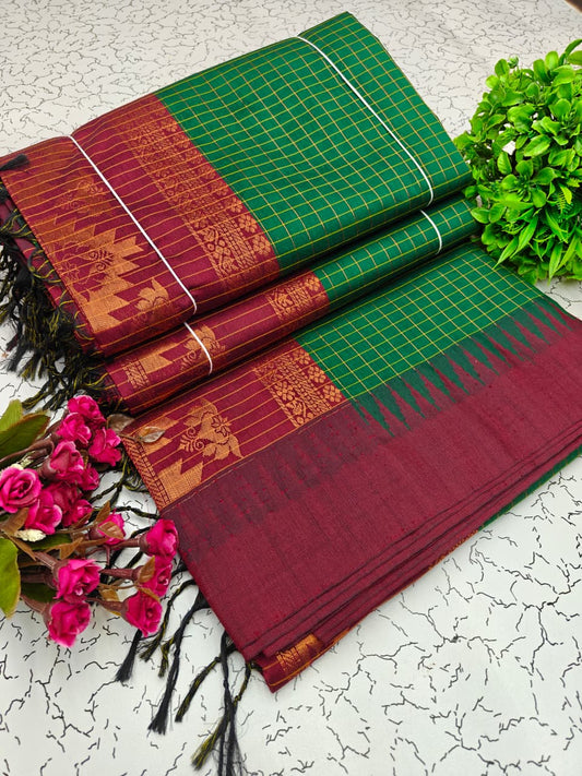 Kalyani Cotton Checked Saree BM032