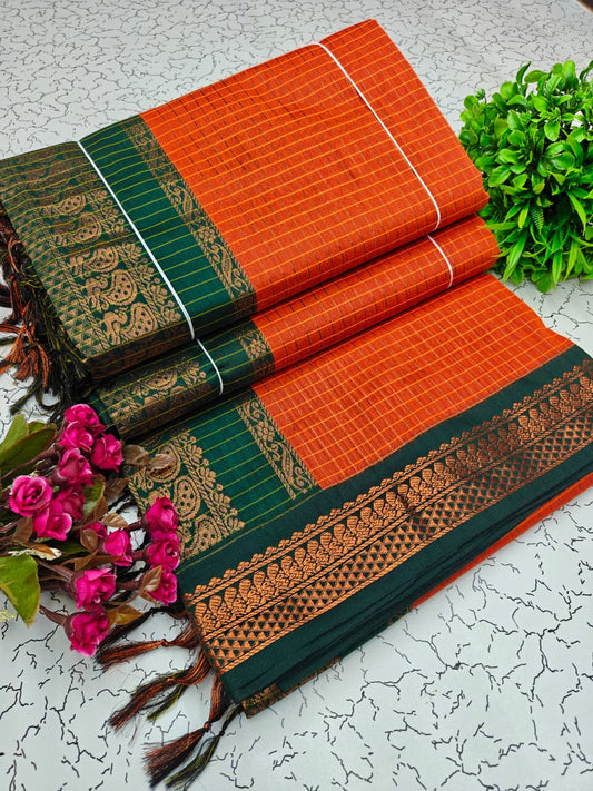 Kalyani Cotton Checked Saree BM034