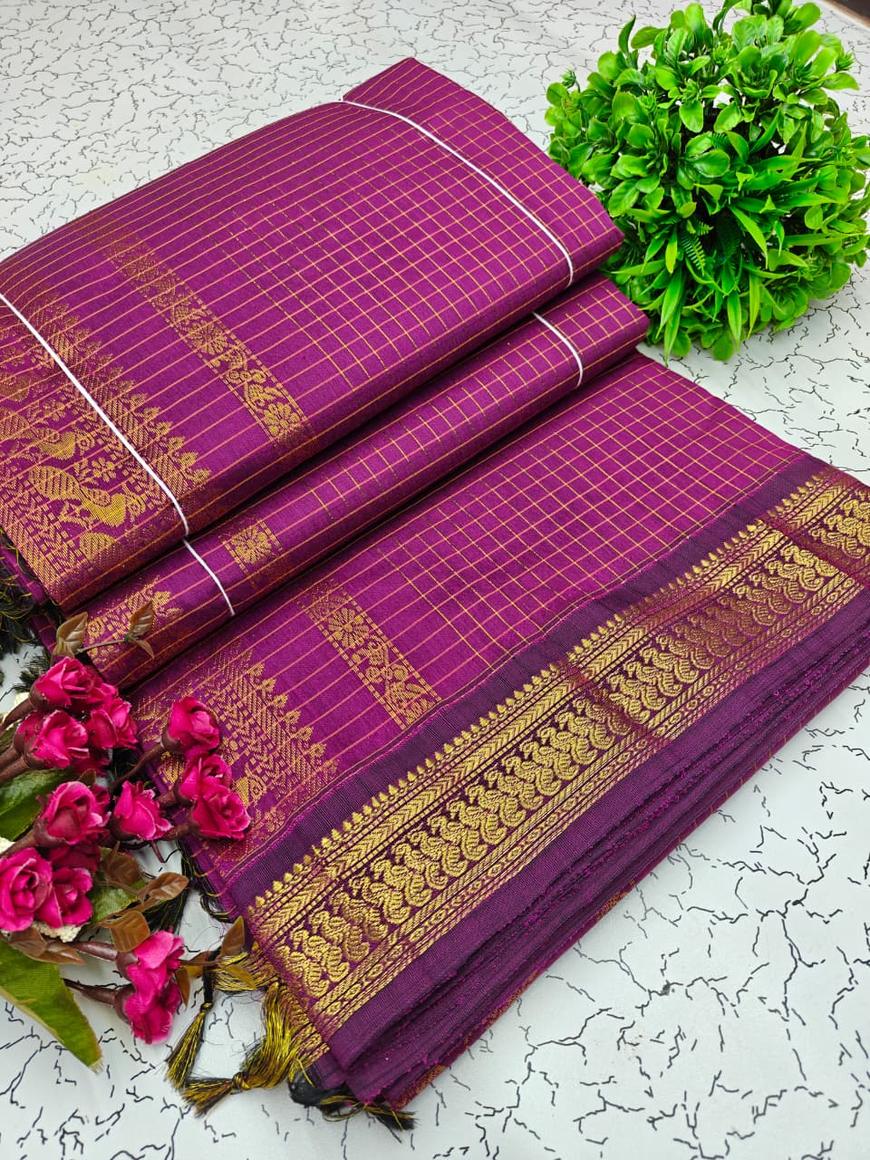 Kalyani Cotton Checked Saree BM035