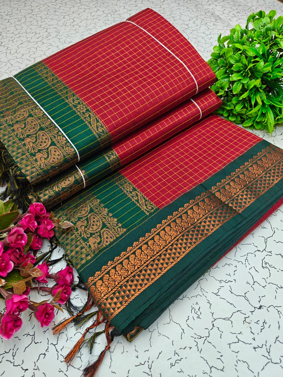 Kalyani Cotton Checked Saree BM036