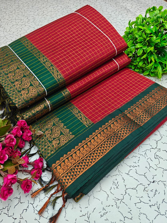 Kalyani Cotton Checked Saree BM036