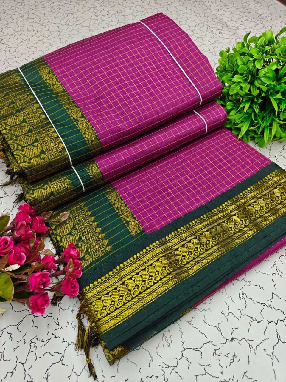Kalyani Cotton Checked Saree BM037