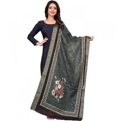 Generic Women's chanderi silk  Printed Dupatta (Black, Length: 2 Mtr)